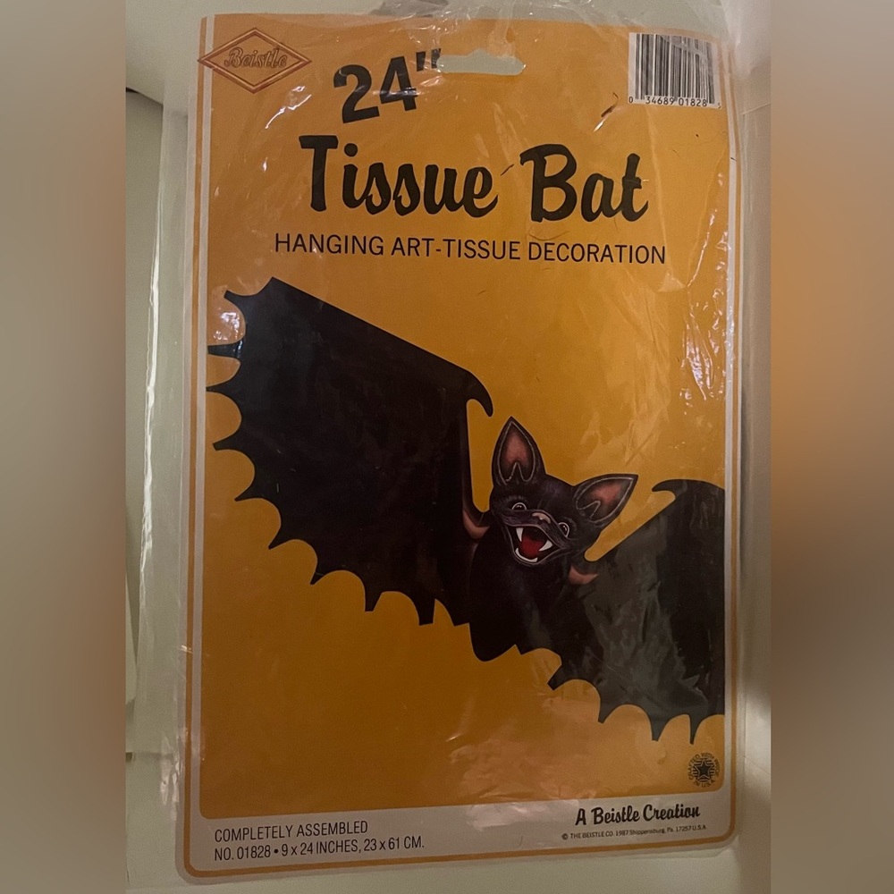 Vintage Beistle 24” Tissue Bat Hanging Decoration - set of 2